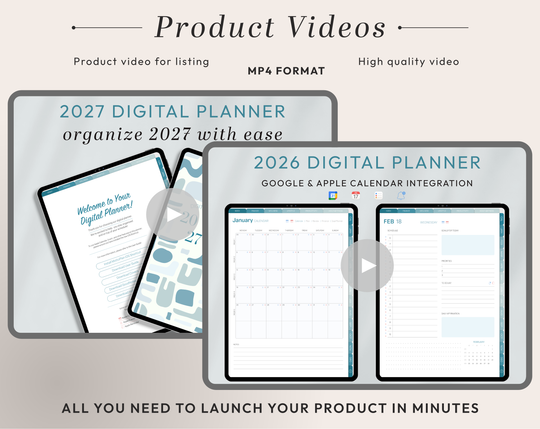 PLR Digital Products | Ready to Sell 2026 + 2027 Premium Digital Planners with Resell Rights | Pack with Listing Materials Included