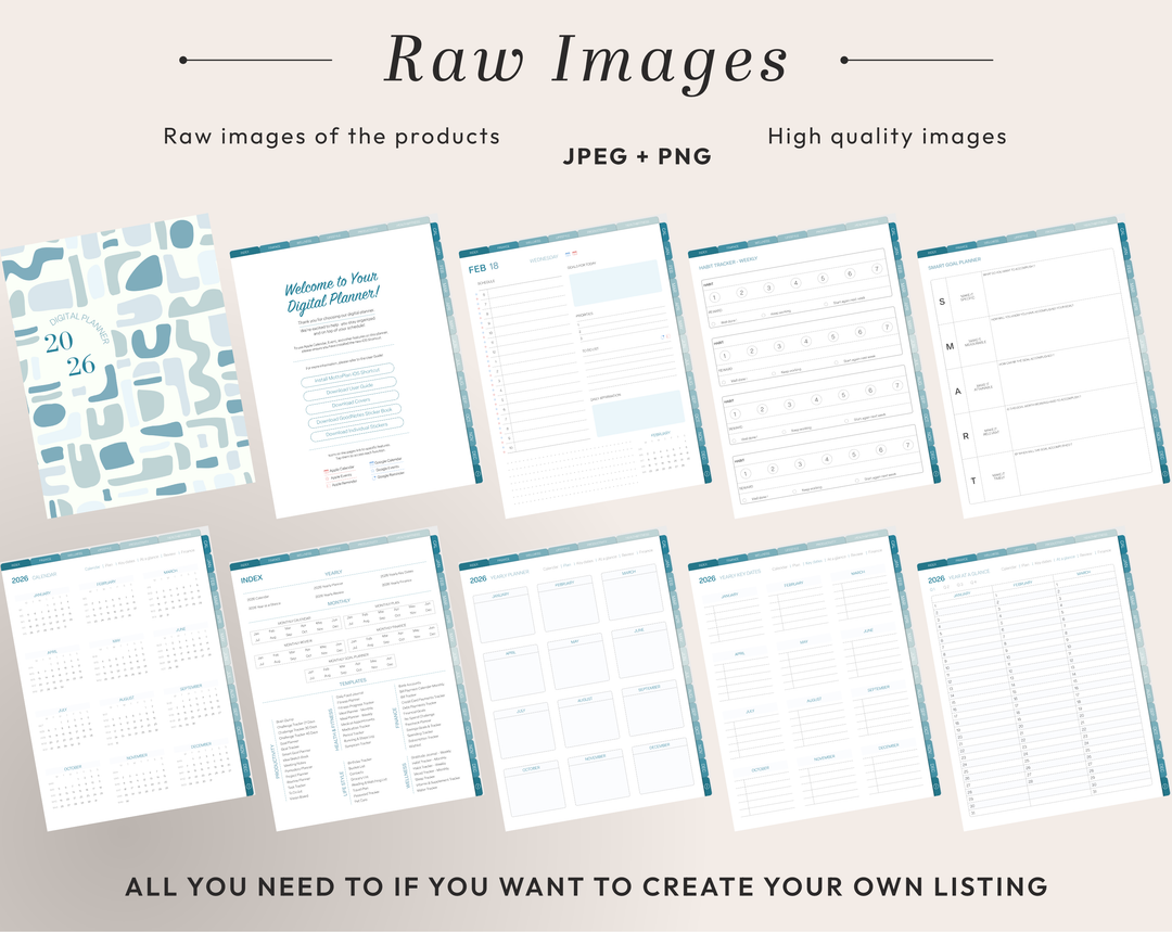PLR Digital Products | Ready to Sell 2026 + 2027 Premium Digital Planners with Resell Rights | Pack with Listing Materials Included