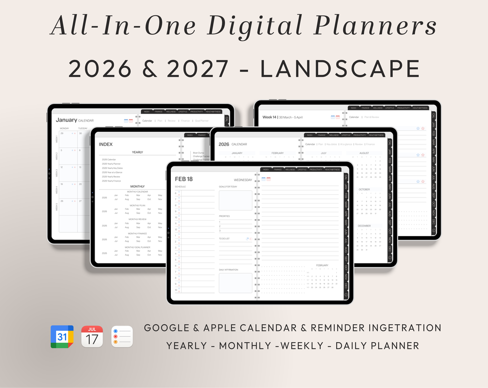 PLR Digital Products | Ready to Sell 2026 + 2027 Premium Digital Planners with Resell Rights | Pack with Listing Materials Included