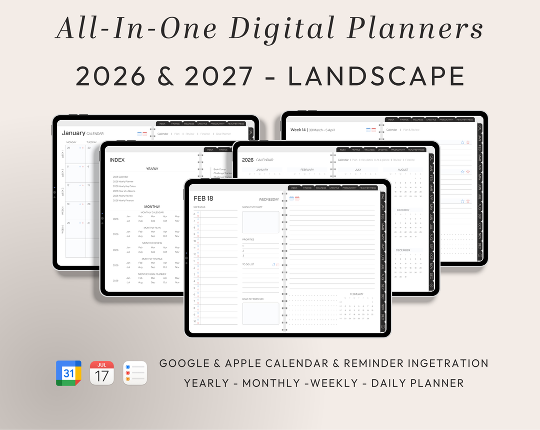 PLR Digital Products | Ready to Sell 2026 + 2027 Premium Digital Planners with Resell Rights | Pack with Listing Materials Included