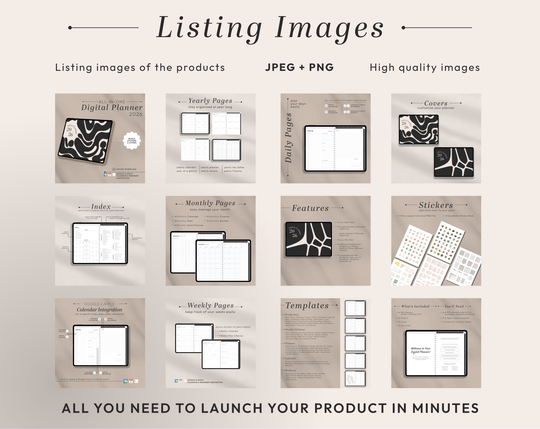 PLR Digital Products | Ready to Sell 2026 + 2027 Premium Digital Planners with Resell Rights | Pack with Listing Materials Included