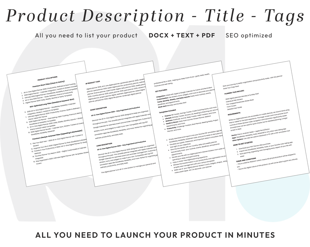 PLR Digital Products | Ready to Sell 2026 + 2027 Premium Digital Planners with Resell Rights | Pack with Listing Materials Included