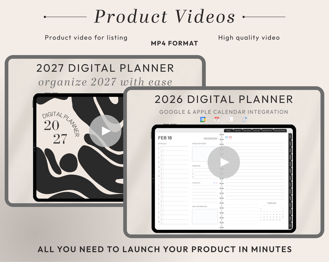 PLR Digital Products | Ready to Sell 2026 + 2027 Premium Digital Planners with Resell Rights | Pack with Listing Materials Included