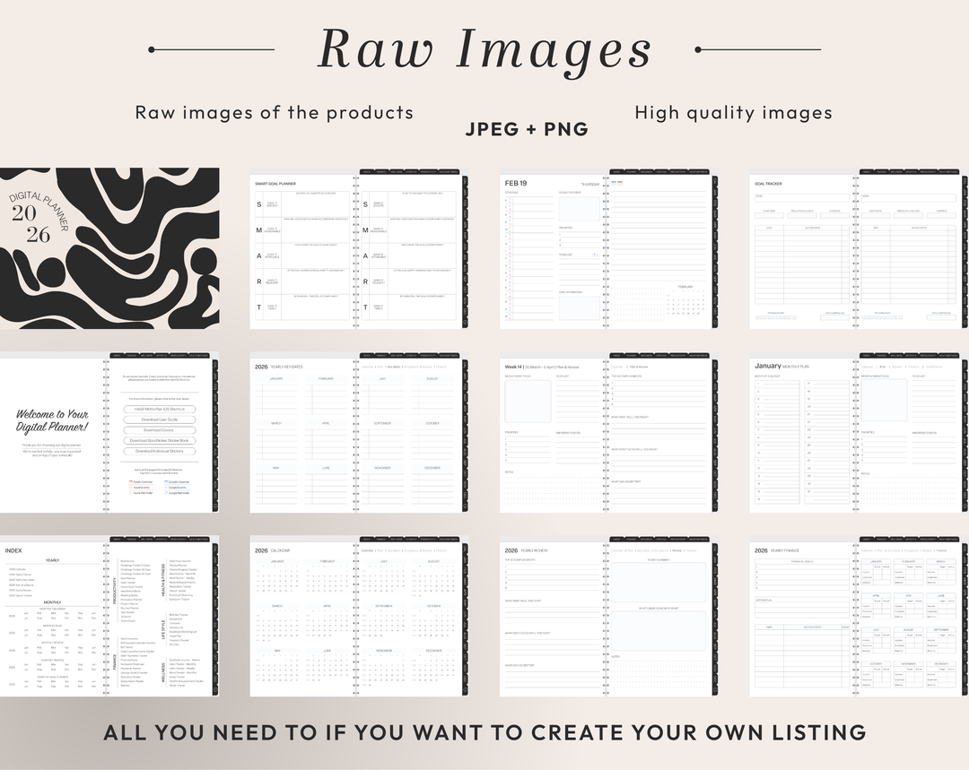 PLR Digital Products | Ready to Sell 2026 + 2027 Premium Digital Planners with Resell Rights | Pack with Listing Materials Included