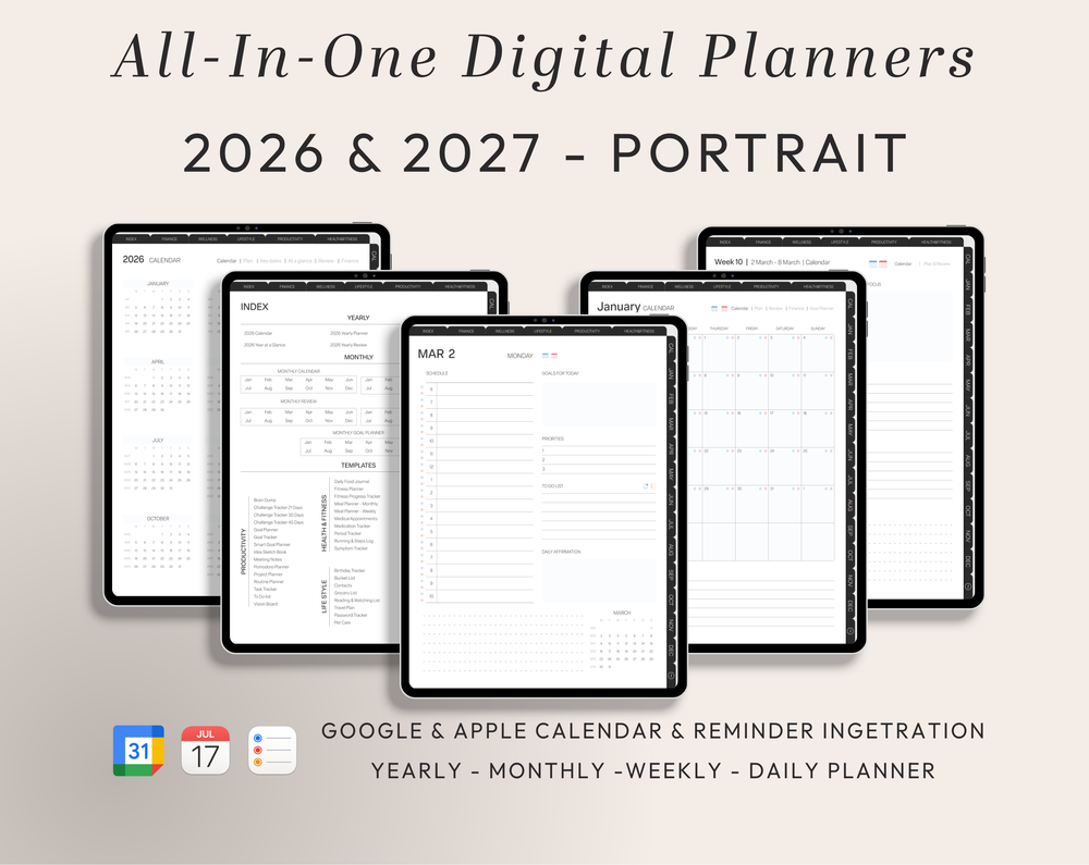 PLR Digital Products | Ready to Sell 2026 + 2027 Premium Digital Planners with Resell Rights | Pack with Listing Materials Included