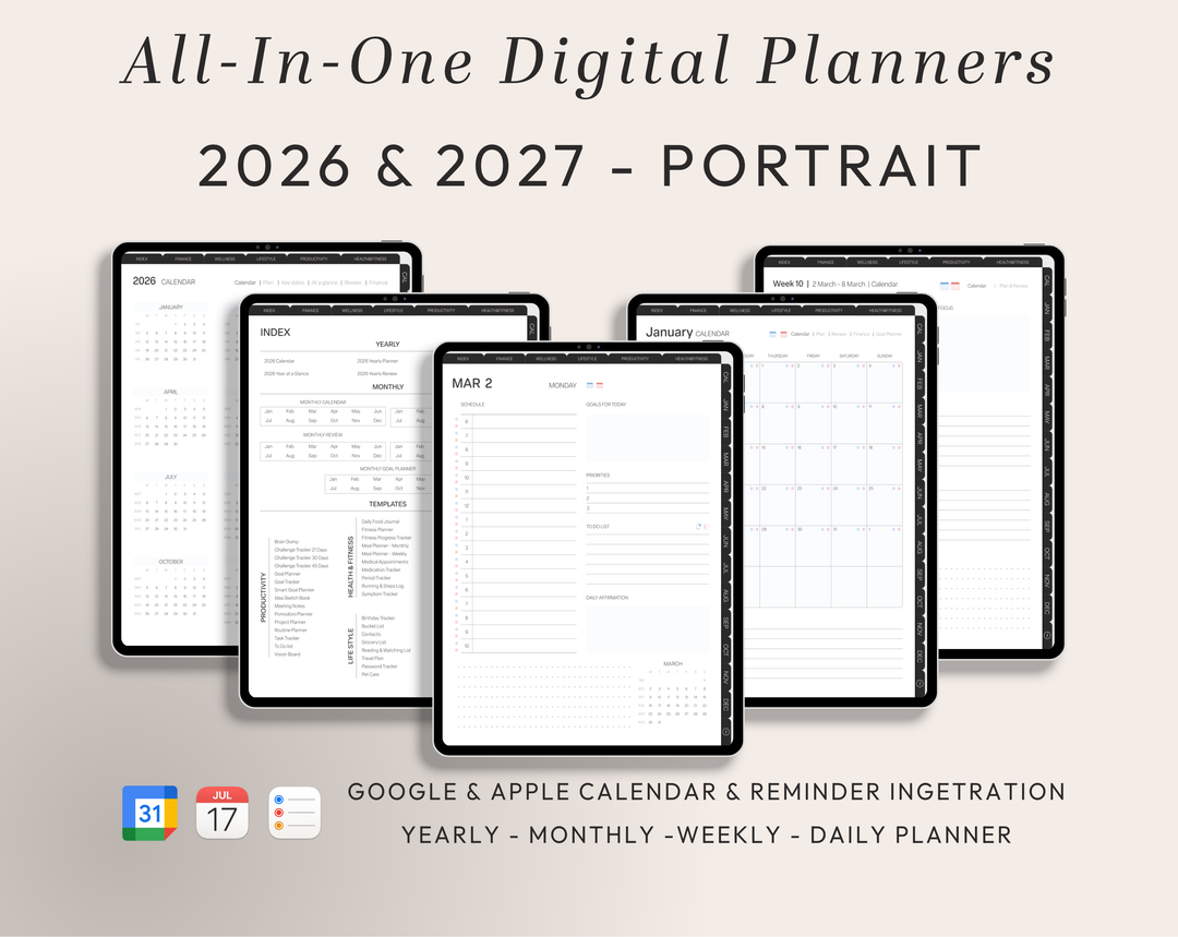 PLR Digital Products | Ready to Sell 2026 + 2027 Premium Digital Planners with Resell Rights | Pack with Listing Materials Included