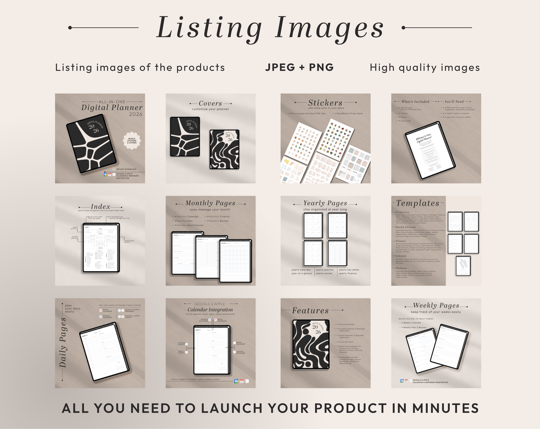 PLR Digital Products | Ready to Sell 2026 + 2027 Premium Digital Planners with Resell Rights | Pack with Listing Materials Included
