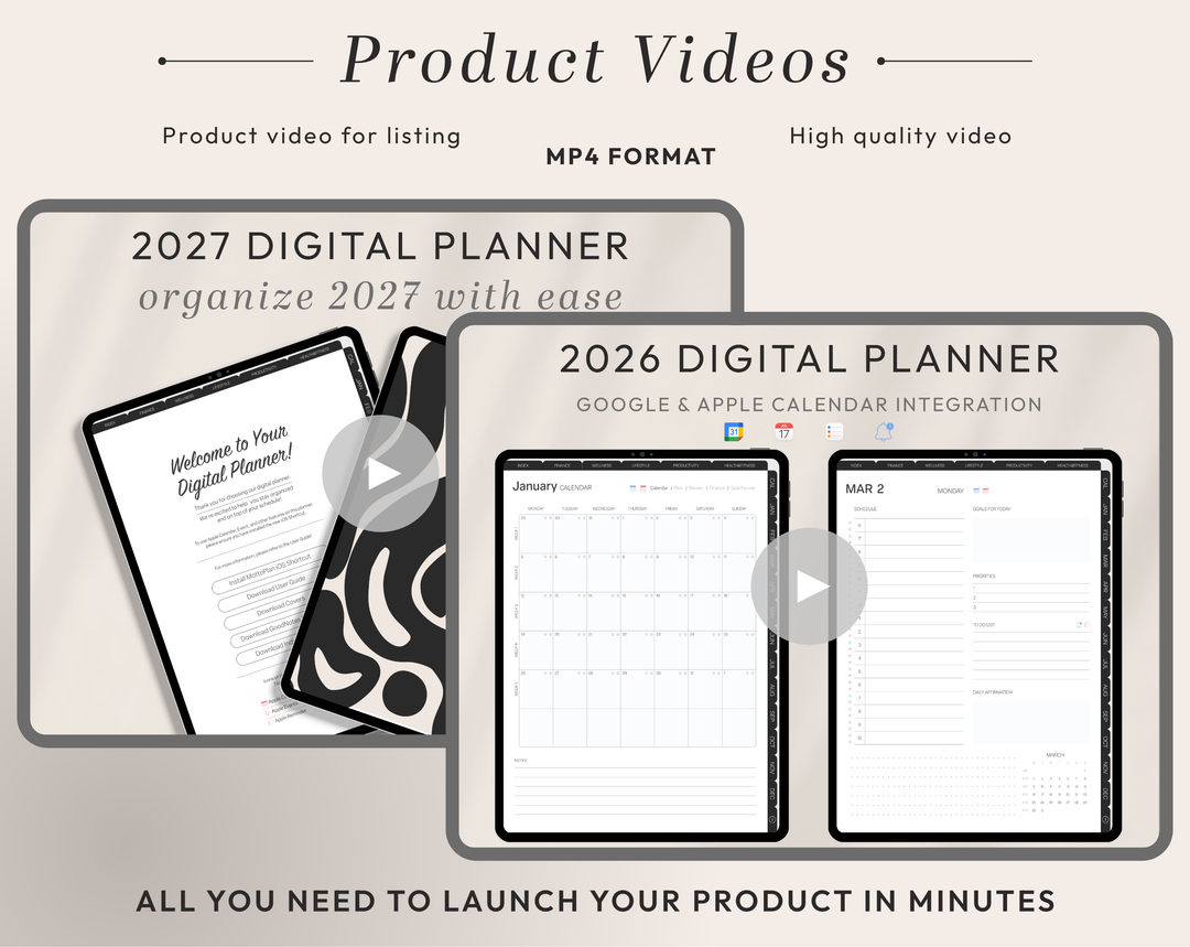 PLR Digital Products | Ready to Sell 2026 + 2027 Premium Digital Planners with Resell Rights | Pack with Listing Materials Included