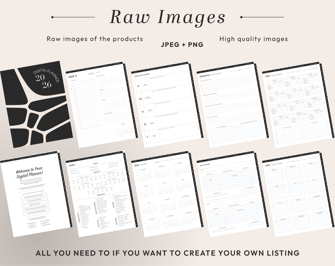 PLR Digital Products | Ready to Sell 2026 + 2027 Premium Digital Planners with Resell Rights | Pack with Listing Materials Included