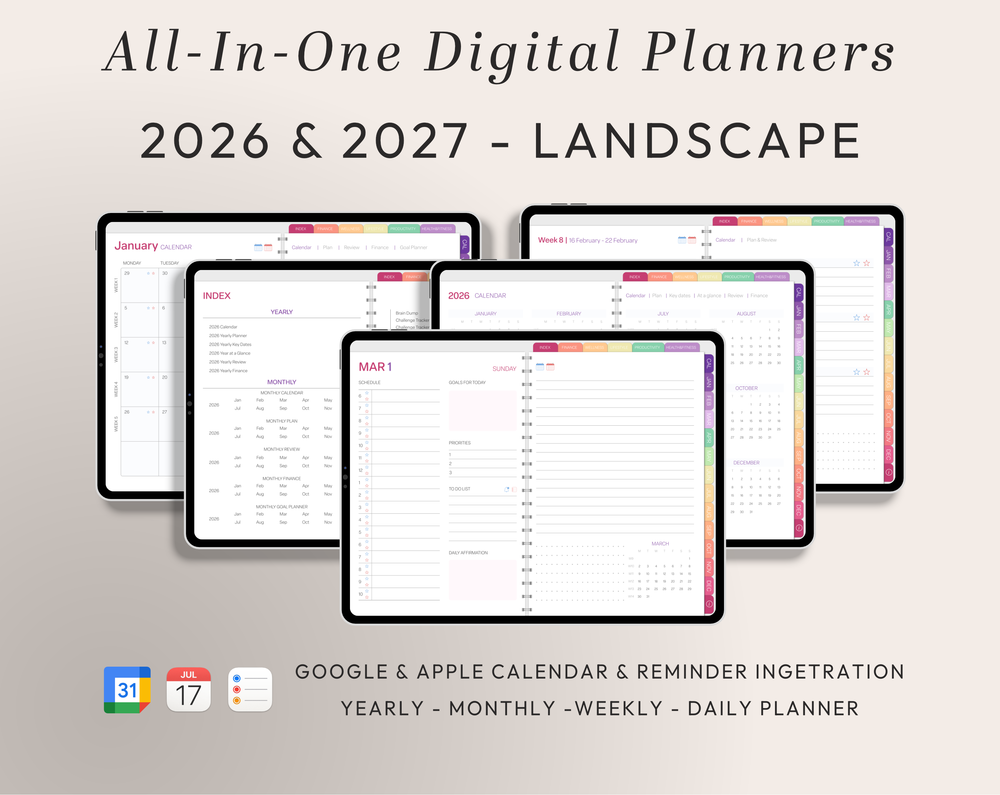 PLR Digital Products | Ready to Sell 2026 + 2027 Premium Digital Planners with Resell Rights | Pack with Listing Materials Included