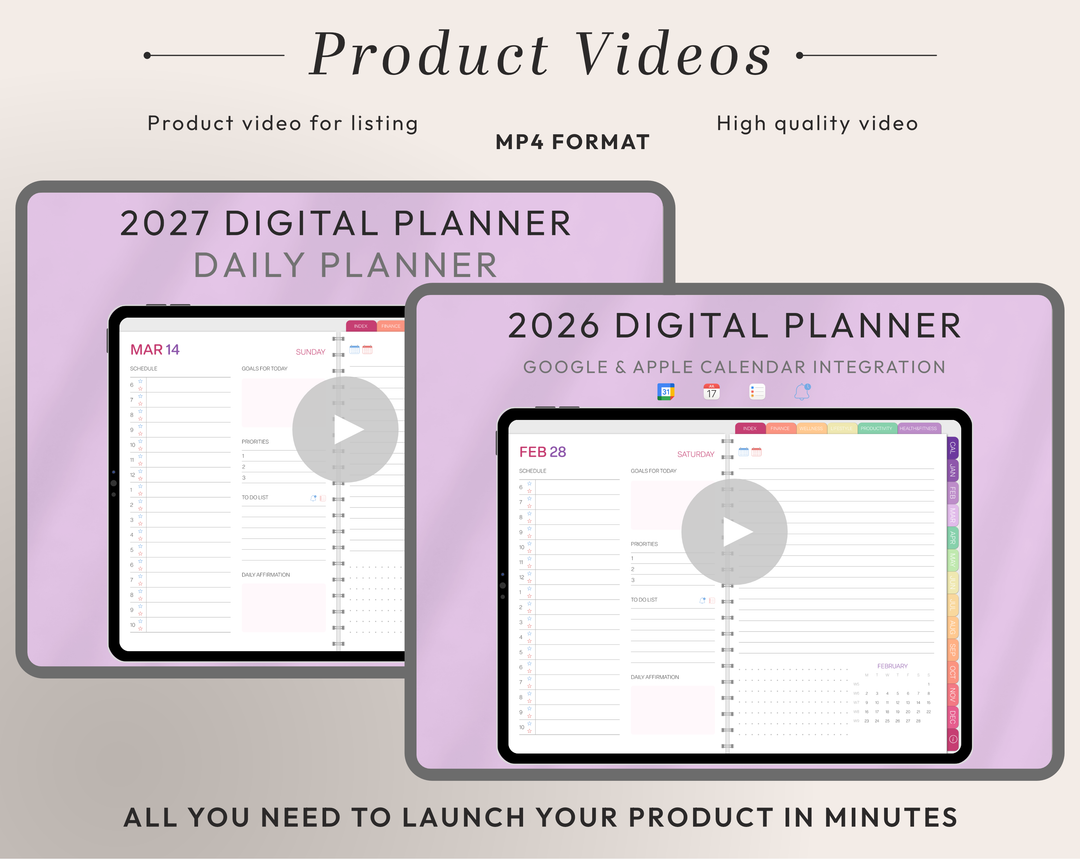 PLR Digital Products | Ready to Sell 2026 + 2027 Premium Digital Planners with Resell Rights | Pack with Listing Materials Included