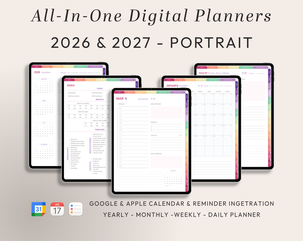 PLR Digital Products | Ready to Sell 2026 + 2027 Premium Digital Planners with Resell Rights | Pack with Listing Materials Included