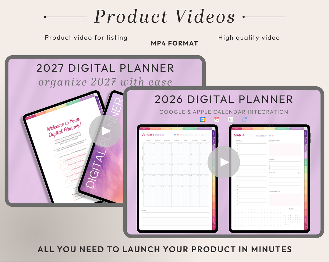 PLR Digital Products | Ready to Sell 2026 + 2027 Premium Digital Planners with Resell Rights | Pack with Listing Materials Included