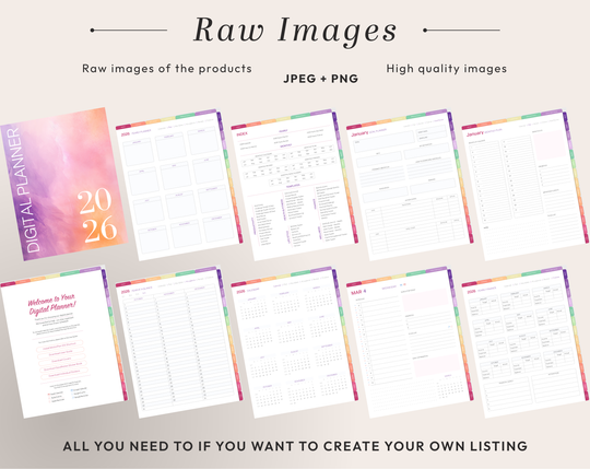 PLR Digital Products | Ready to Sell 2026 + 2027 Premium Digital Planners with Resell Rights | Pack with Listing Materials Included