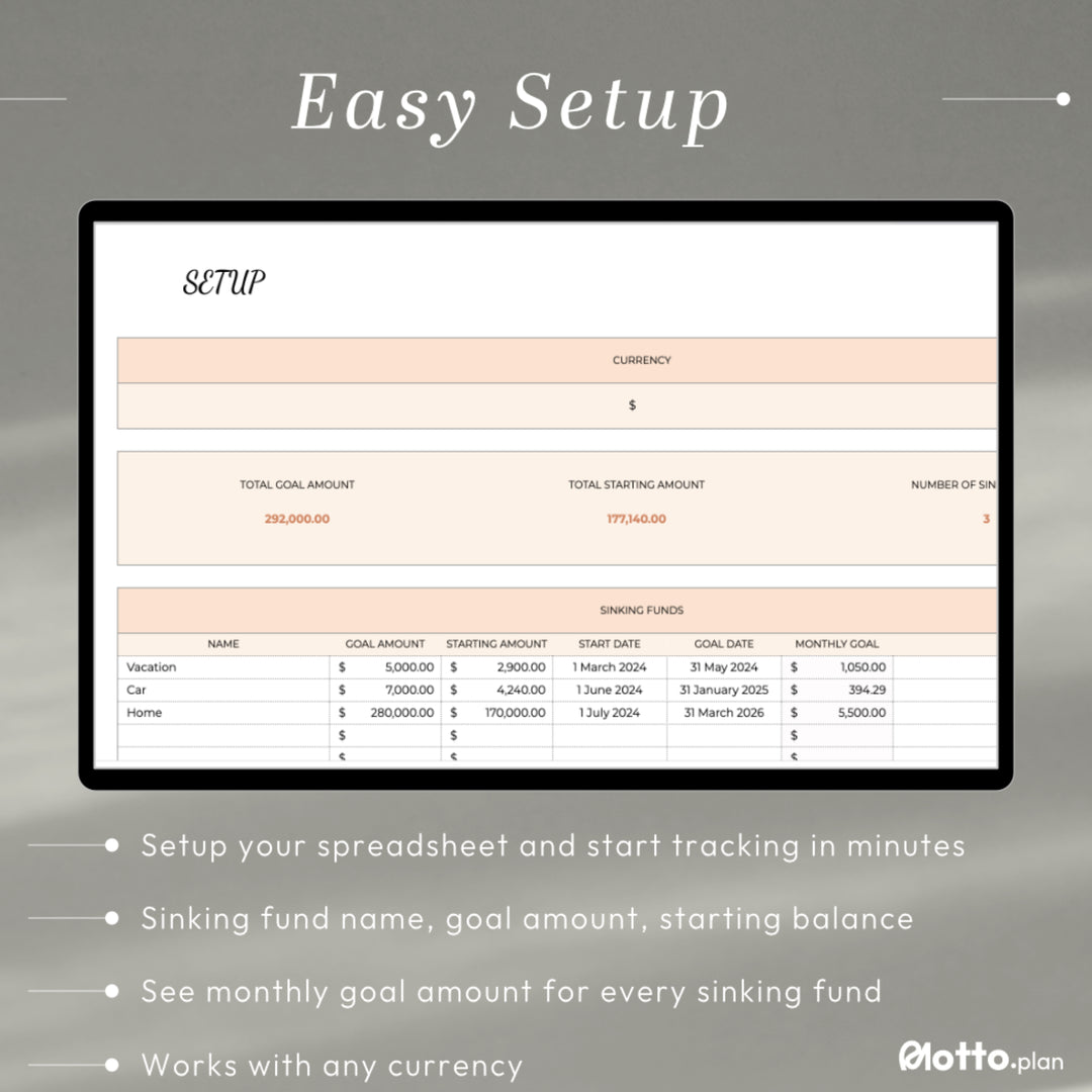 Setup Your Sinking Fund Goals and Track Savings in Minutes