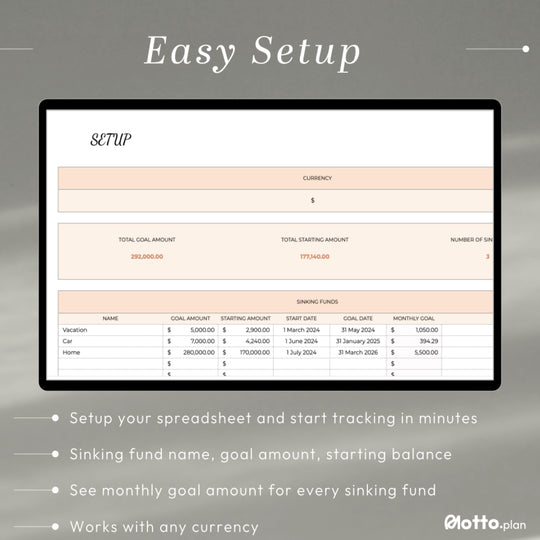 Setup Your Sinking Fund Goals and Track Savings in Minutes