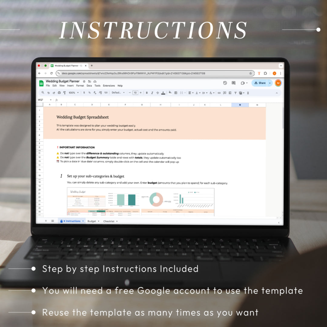 Step-by-Step Instructions for Google Sheets Wedding Planner