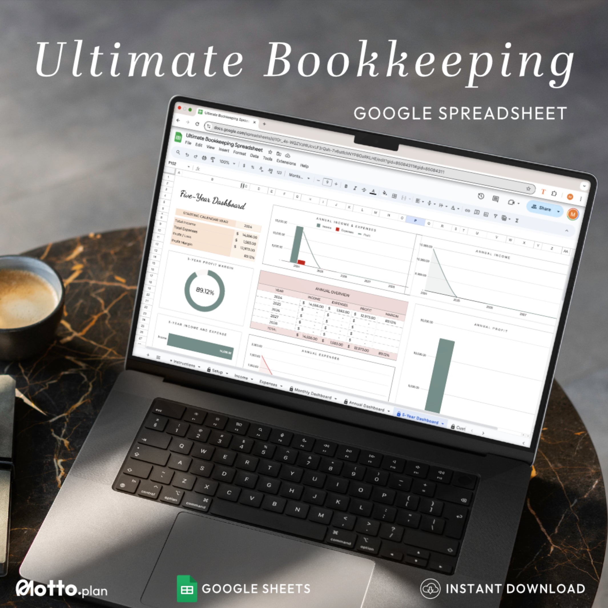 Ultimate Bookkeeping Spreadsheet for Google Sheets – Instant Download