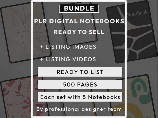 PLR Digital Products (4) BUNDLE | Ready to Sell Premium Digital Notebooks with Resell Rights | Resell Kit with License, Images & Video