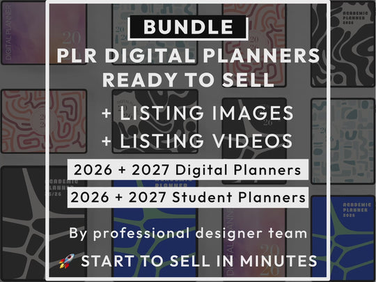 PLR Digital Products (22) BUNDLE | Ready to Sell 2026+2027 Premium Digital Planners with Resell Rights | Pack with Listing Materials Incl.